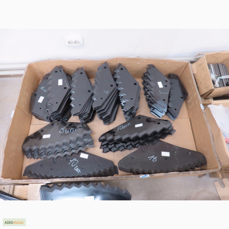 Фото 3. Сегменты, ножи, пальцы, брусья, стеблеподъемники, готовые к установке секциональные ножи