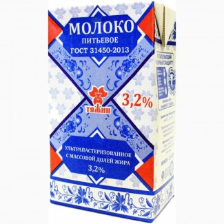 Молоко ТЯЖИН 1, 0 л