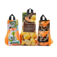 Лента-ручка для овощей и фруктов в упаковку D-pack, коррекс в сетке и сетка с клипсой